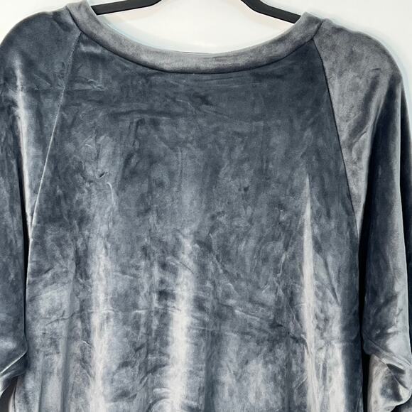 POL Crushed Velvet Grey Plush Small Crewneck Sweatshirt Stretch Loungewear NWOT - Picture 2 of 10
